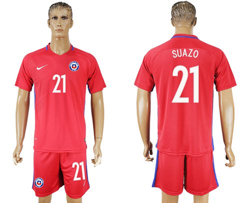Chile #21 Suazo Home Soccer Country Jersey